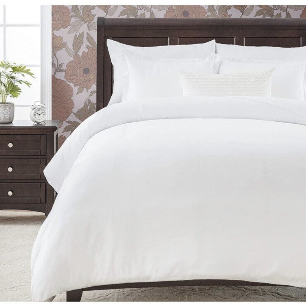 White Duvet Cover Twin Size Comforter Bedding Cover Set 2-Piece